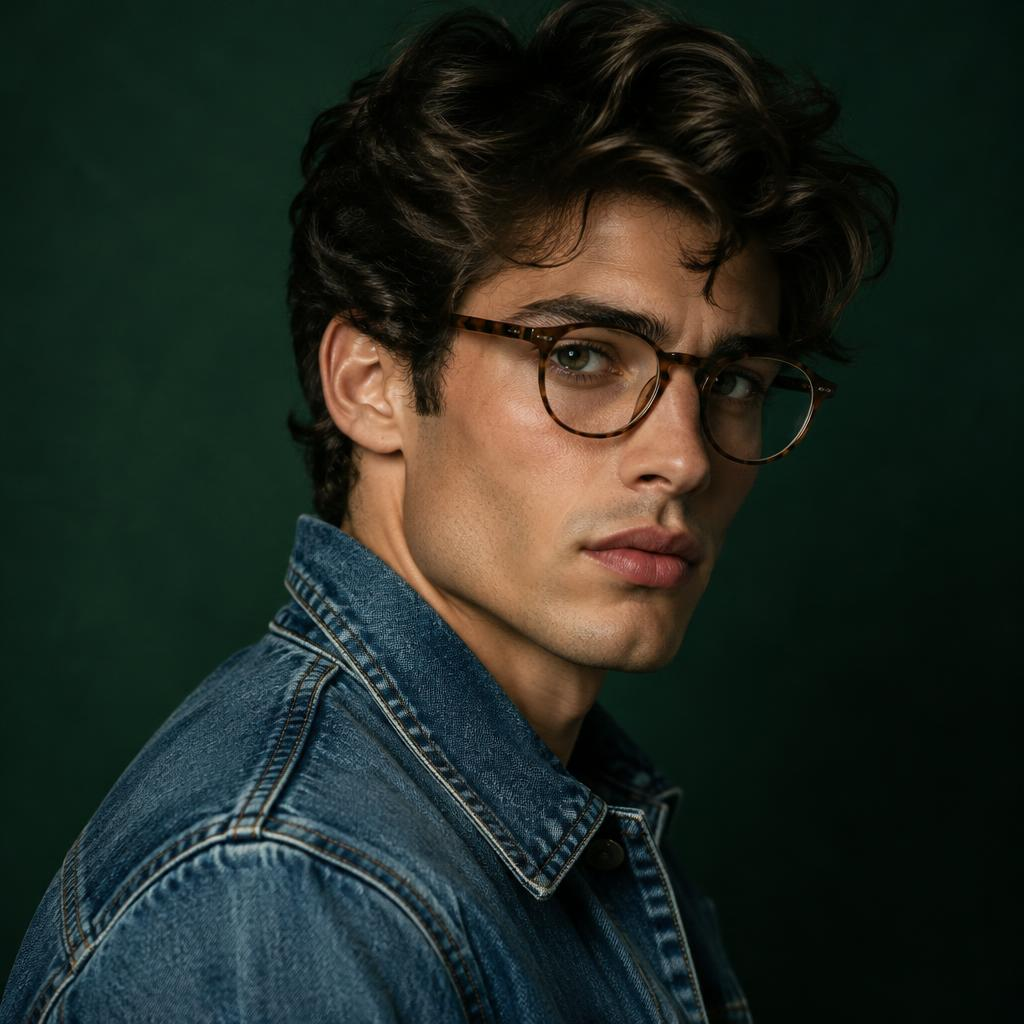 Model wearing denim jacket